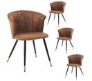 Lot De 4 Chaises De Salle À Manger Fauteuil Assise Rembourrée En Suédine Pieds En Métal, Marron