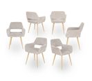 Lot De 6 Chaises De Salle à Manger Scandinave Fauteuil Assise Rembourrée En Tissu, Pieds En Métal