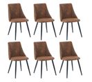 Lot De 6 Chaises De Salle À Manger Industriel Fauteuil Assise Rembourrée En Suédine, Marron