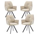 Lot De 4 Chaises Salle À Manger Pivotant Sur 360° Fauteuil Rembourré En Velours Beige 60x62x87.5cm