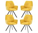 Lot De 4 Chaises Salle À Manger Pivotant Sur 360° Fauteuil Rembourré En Velours Jaune 60x62x87.5cm