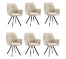 Lot De 6 Chaises Salle À Manger Pivotant Sur 360° Fauteuil En Velours, Beige, 60x62x87.5cm