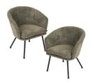 Lot De 2 Fauteuils De Salon Scandinaves Chaise Relax Sofa Avec Accoudoirs Pieds En Métal, Vert