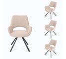 Lot De 4 Chaises De Salle à Manger Scandinaves Avec Accoudoirs Tissu Pieds En Métal, Beige