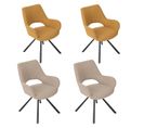 Lot De 4 Chaises De Salle à Manger Scandinaves Avec Accoudoirs Tissu Pieds En Métal, Multicolore