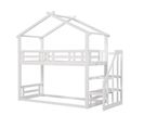 Lit Cabane Enfant 90*200cm, Lit Superposé Bas Avec Escalier De Sécurité