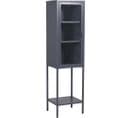 Armoire Vitrée Avec Étagère En Acier Misha Gris