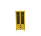 Uno - Vitrine En Bois 2 Portes 2 Tiroirs H178cm - Couleur - Jaune Moutarde