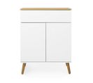 Dot - Petit Buffet En Bois 1 Tiroir 2 Portes L74cm - Couleur - Blanc