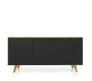 Amelia - Buffet En Bois 3 Portes L162cm - Couleur - Noir