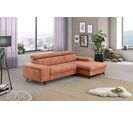 Canapé d'angle convertible EMMA droit tissu rimini orange