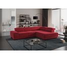 Canapé d'angle droit TORINO tissu velvet rouge