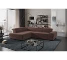 Canapé d'angle gauche TORINO tissu velvet marron