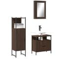 Ensemble De Meubles De Salle De Bain 3 Pièces Chêne Marron