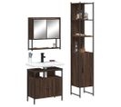 Ensemble De Meubles De Salle De Bain 3 Pièces Chêne Marron