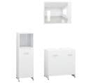 Ensemble De Meubles De Bain 3pcs Blanc Brillant Bois Ingénierie