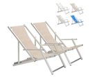 Lot De 2 Chaises Pliante Longue Avec Accoudoirs Plage Et Jardin Mira