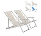 Lot De 2 Chaises Pliante Longue Avec Accoudoirs Plage Et Jardin Mira