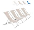 Lot De 4 Chaises Longue Pliante Réglable Pour Plage Et Camping Cove