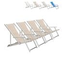 Lot De 4 Chaises Pliante Longue Avec Accoudoirs Plage Et Jardin Mira