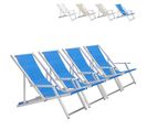 Lot De 4 Chaises Pliante Longue Avec Accoudoirs Plage Et Jardin Mira