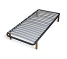 Pack Sommier Mira 20 Lattes + Jeu 4 Pieds Bois Avec Matelas   Gris 90x190 Cm