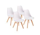 Chaises De Salle à Manger Scandinave, Chaise De Bureau Rétro, Blanc, Lot De 4