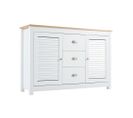 Commode Classique avec 2 Portes et 3 Tiroirs, MDF Laqué, Poignées Métalliques, Blanc