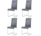 Set De 4 Chaises Freischwinger, Structure En Métal Chromé, Couleur Gris