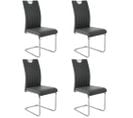 Lot De 4 Chaises Chasie Freischwinger, Structure En Métal Chromé, Gris Foncé