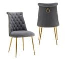 Lot De 2 Chaises En Velours - Gris