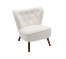 Fauteuil De Salon Avec Dossier Extra Haut Et Pieds En Bois Massif - Blanc