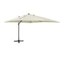 Parasol Déporté Avec Mât Et Lumières LED Sable 300 Cm