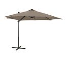 Parasol Déporté Avec Mât Et Lumières LED Taupe 300 Cm