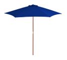 Parasol D'extérieur Avec Mât En Bois Bleu 270 Cm