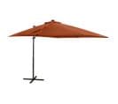 Parasol Déporté Avec Mât Et Lumières LED Terre Cuite 250 Cm