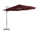 Parasol Déporté Avec Mât En Acier Rouge Bordeaux 300 Cm