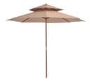 Parasol Double Avec Mât En Bois 270 Cm Taupe