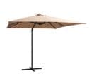 Parasol Déporté Avec LED Et Mât En Acier 250x250 Cm Taupe