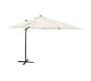 Parasol Déporté Avec Mât Et Lumières LED Sable 250 Cm