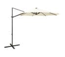 Parasol Déporté Avec Mât Et Lumières LED Sable 300 Cm