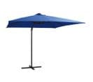 Parasol Déporté Avec LED Et Mât En Acier 250x250 Cm Bleu Azuré