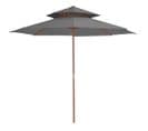 Parasol Double Avec Mât En Bois 270 Cm Anthracite