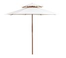 Parasol De Terrasse 270 X 270 Cm Poteau En Bois Blanc Crème