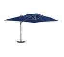 Parasol Déporté Avec Mât En Aluminium 4x3 Cm Bleu Azur