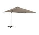 Parasol Déporté Avec Mât Et Lumières LED Taupe 250 Cm