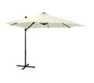 Parasol Déporté Avec Mât Et Lumières LED Sable 300 Cm