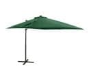 Parasol Déporté Avec Mât Et Lumières LED Vert 250 Cm