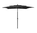 Parasol à 3 Niveaux Avec Mât En Aluminium Noir 2,5x2,5 M