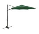 Parasol Déporté Avec Mât Et Lumières LED Vert 300 Cm